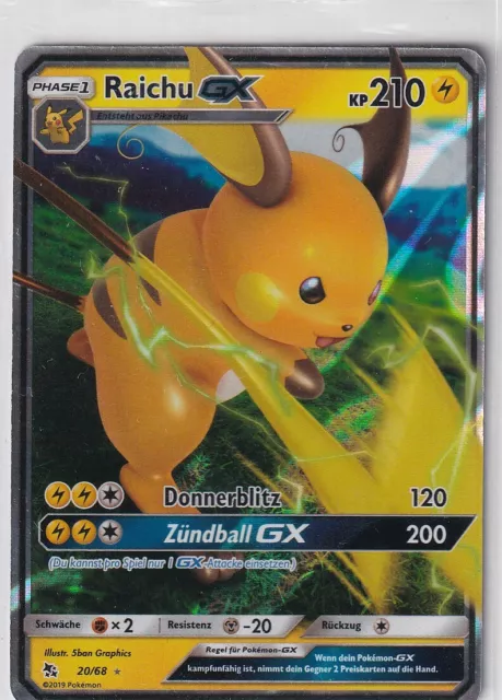Pokemon Carte Hidden Fates Numéro 20/68 Raichu GX Allemand