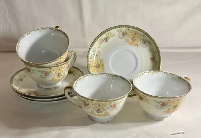 4 Meito China Charm Cups And Saucers