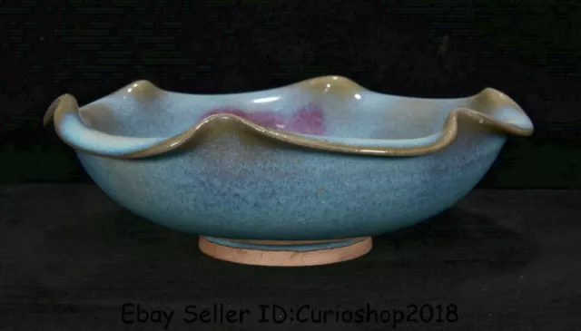 8.4" Old Chinese Song Dynasty Jun Kiln Blue Porcelain Dynasty Flower Bowl Bowls