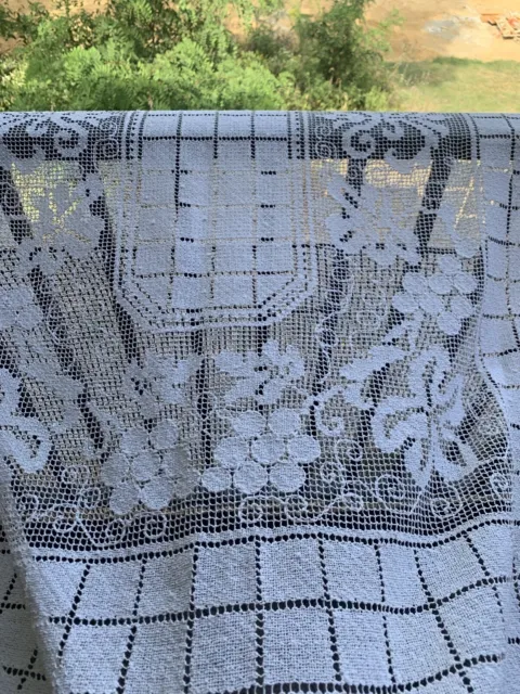 Antq Linen White Fillet Lace Crochet Tablecloth Art Deco Arts & Crafts 70x54”