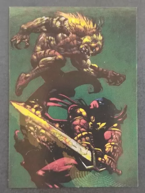 Sabretooth vs Azrael 1995 Marvel vs DC Fleer Holo F/X Card #1 (NM)