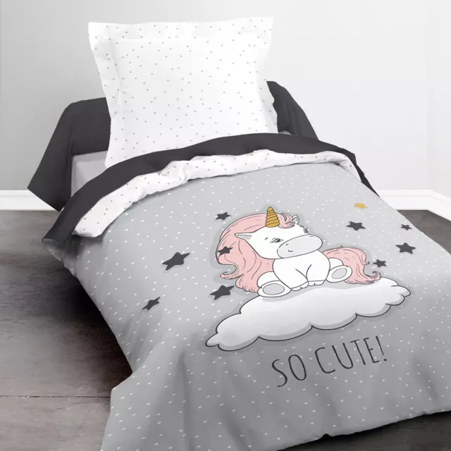 TODAY Parure de Lit Housse de Couette 140x200 cm Kids Kool Licorne 1.15