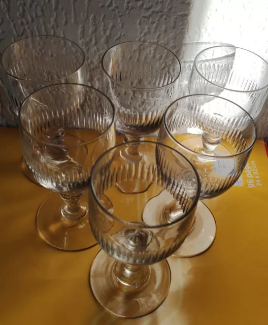 Lot de 6 anciens verres à Vin Du Rhin en cristal de Baccarat modèle Renaissance 2