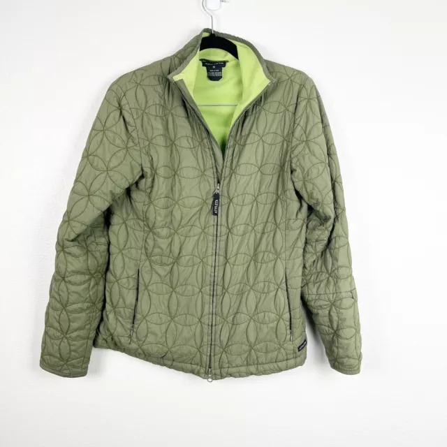 Athleta Womens Fleece Lined Quilted Full Zip Jacket Green Sz M