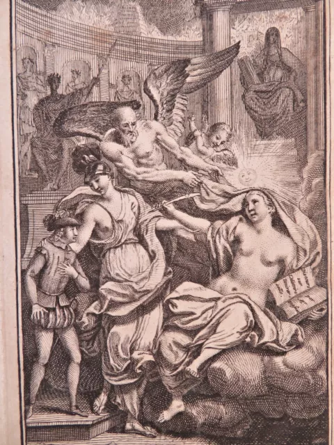 Vigilance Love Allegorical Frontispiece Nude Woman 1737 Yver engraved print