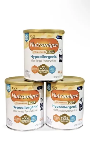 3 Nutramigen Probiotic LGG Hypoallergenic Powder Formula 12.6 oz EXP: 07/2024+
