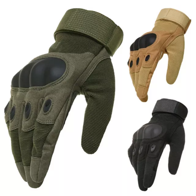 Touch Screen Leather Driving Motorcycle Tactical Military Full Finger Gloves USA