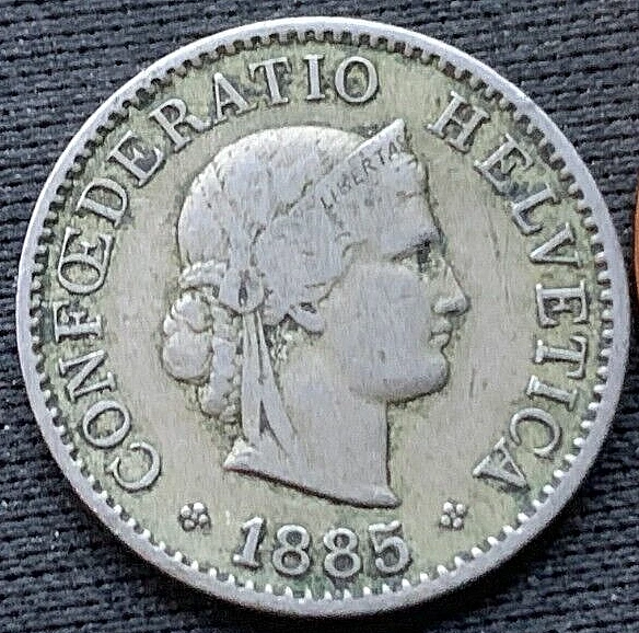 1885 Switzerland 5 Rappen Coin XF ( 3 Million Minted )  Rare World Coin  #M143