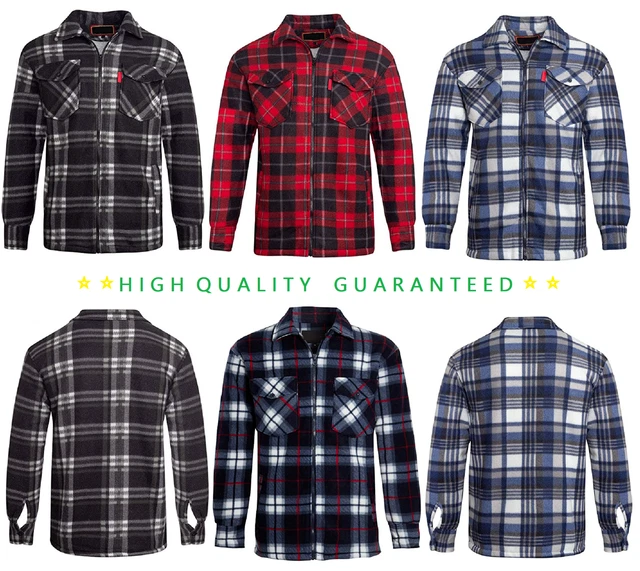 Mens Padded Shirt Sherpa Fur Lined Lumberjack Flannel Work Jacket Warm Thick Top