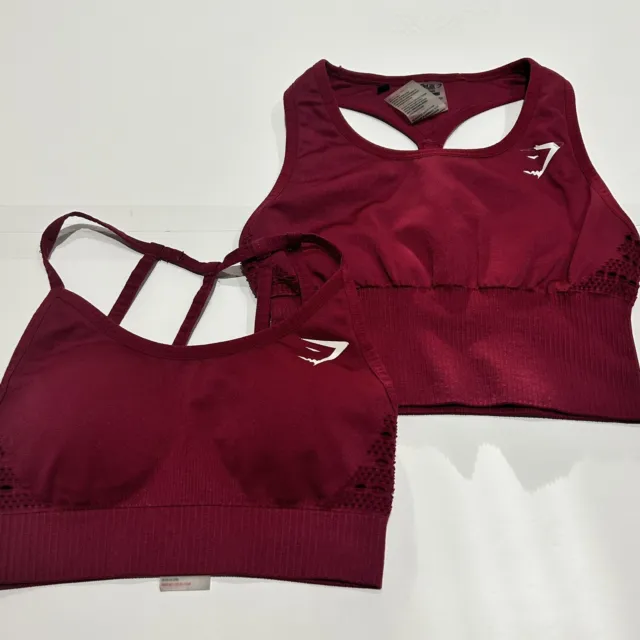 GYMSHARK SET OF 2 XS Womens Athletic Gym Sports Bras Maroon Pink Purple  $29.99 - PicClick