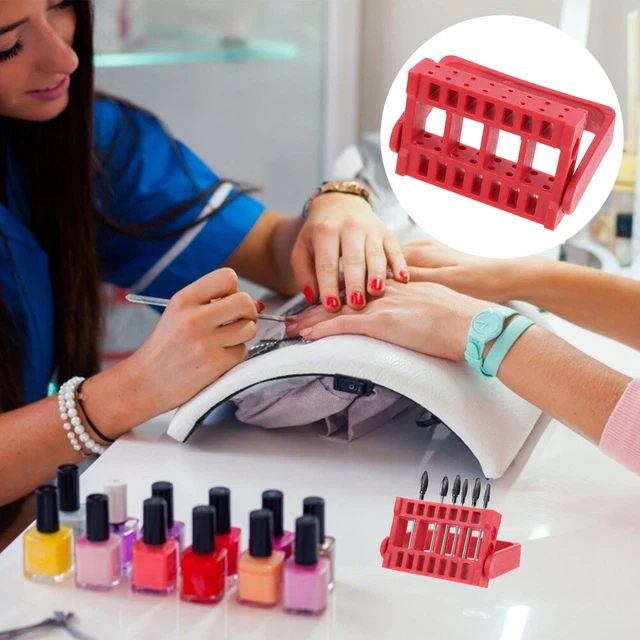 16 orificios herramientas de recipiente estuche de broca de uñas manicura portátil