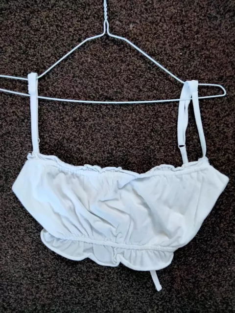 Asos Womens White Crop Top Cotton Size 10 Adjustable Straps Length 13 Open Back