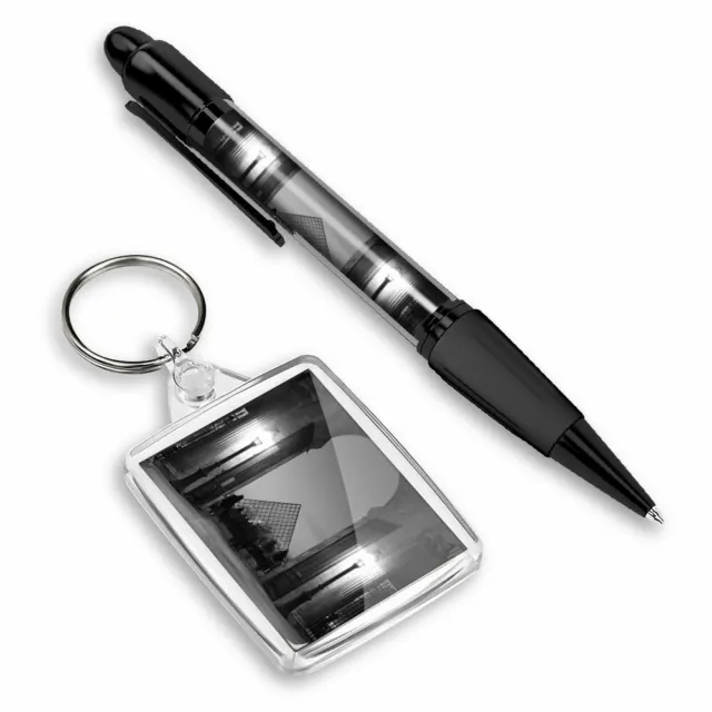 Pen & Keyring (Rectangle) - BW - Awesome Louvre Palace Paris France #41653