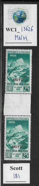 WC1_13626. ITALY: TRIESTE FTT. Gutter pair 1953 MOUNTAIN'S FEAST. Scott 181. MNH
