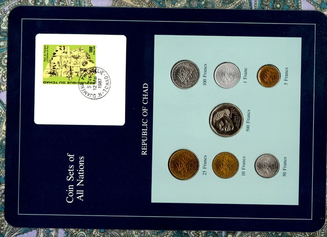 Coin sets of all Nations Chad 1976-1985 UNC 500 Francs 1985 100 Francs  CAR 1983