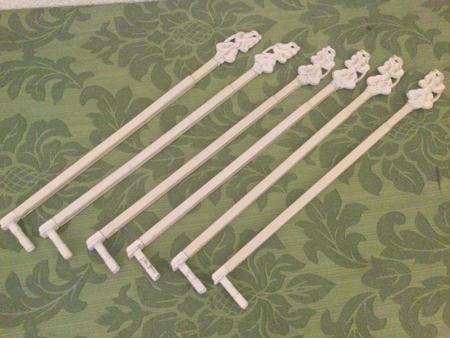 Vintage Metal Swing Arm Curtain Drape Rods Adjustable Swivel 3 Pair No Hardware