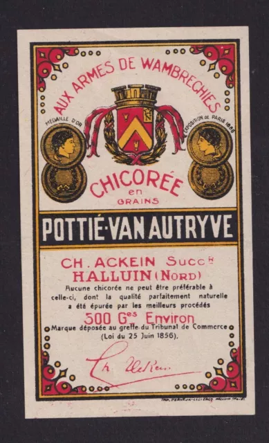Ancienne étiquette Chicorée   France BN167262 Pottié Van Autryve