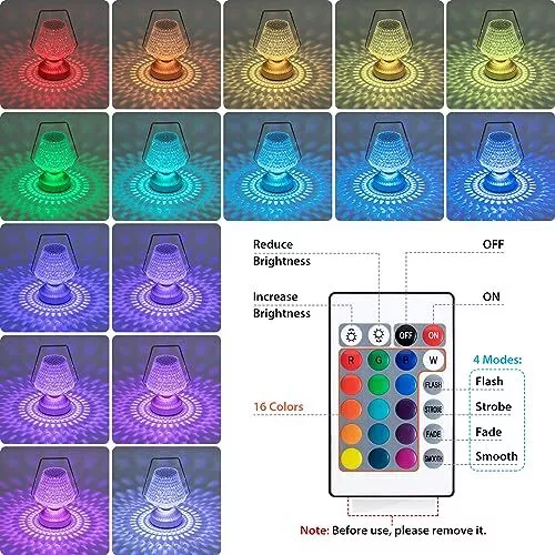 Aigostar Lampe de Table LED en Cristal, 16 Couleurs et 4 Modes Or - 14*20cm 2
