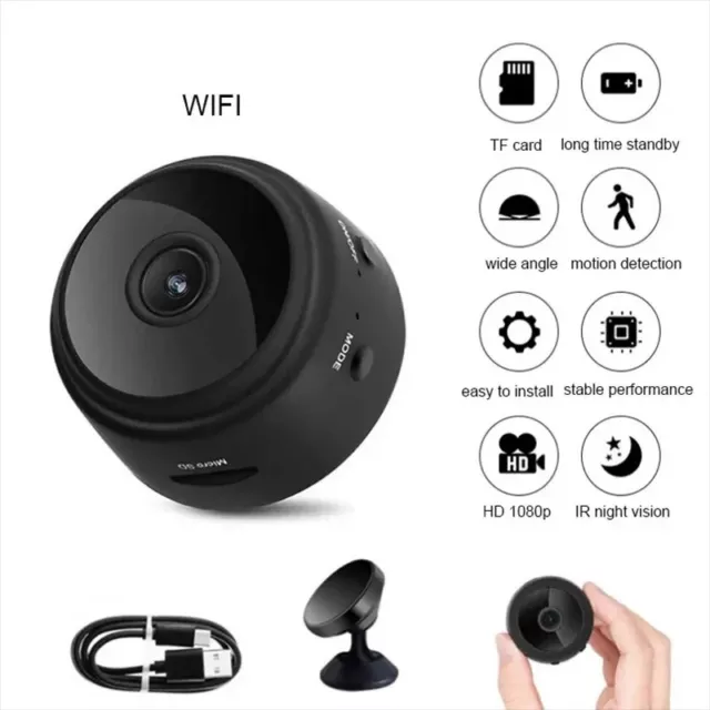 Mini Caméra de Surveillance Sans Fil Cam Espion HD 1080P model A9 IP wifi Blanc