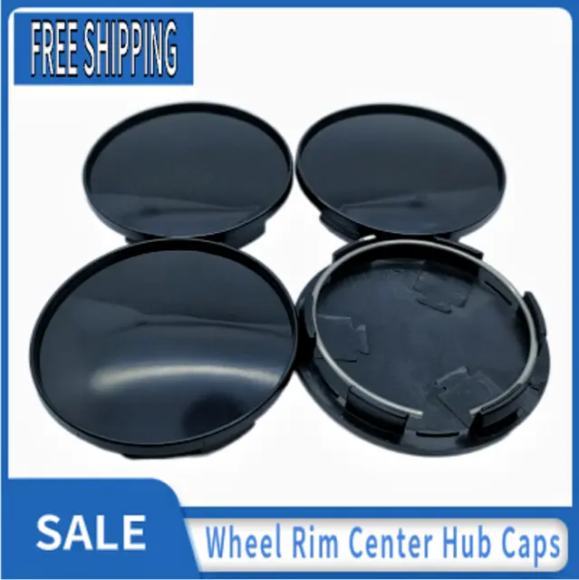 4Pcs Black Wheel Rim Center Hub Caps Cover Car Accessories Chrome No Logo