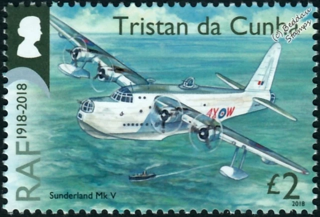RAF SHORT SUNDERLAND S.25 Mk.V Flying Boat / Seaplane WWII Aircraft Stamp (2018)