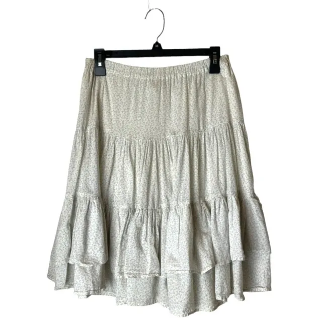 A.P.C. Madras X Jessica Ogden White Cotton Floral Print Tiered Skirt Size S