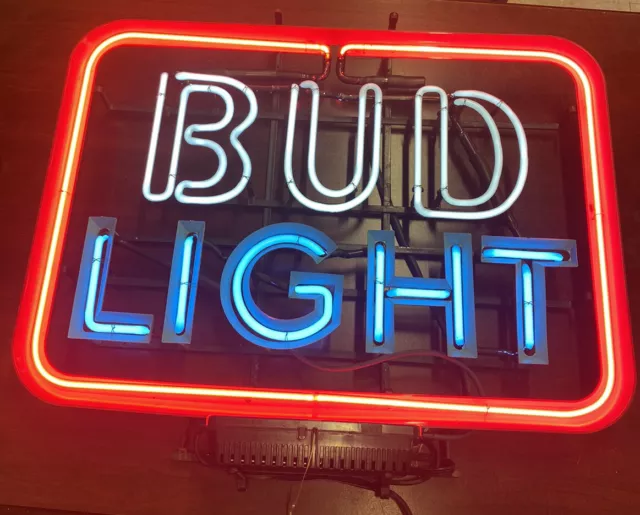 Vintage Large Bud Light Beer Neon Sign 26.5 X 19.5 Budweiser Tested & Works