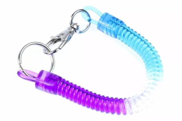Spiral Schlüsselanhänger Spirale Gummi Schlüsselkette Geldbörse lila weiß blau