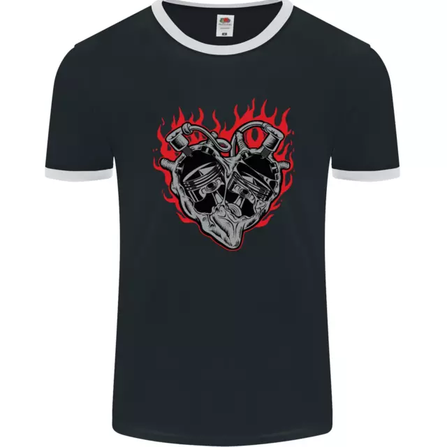 T-shirt Biker Heart Moto Moto Uomo Ringer FotoL