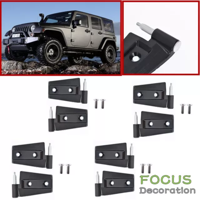 Door Hinges Aluminum Alloy 8PCS Doors For 2007-2018 Jeep Wrangler Unlimited JK