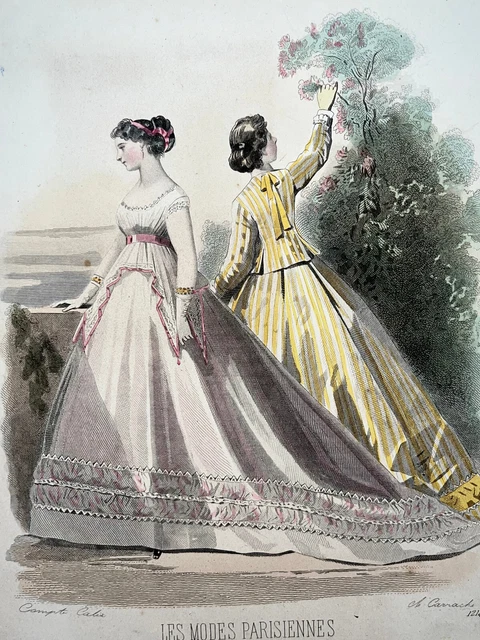 PARISIAN FASHION ENGRAVING women's dress 19th°