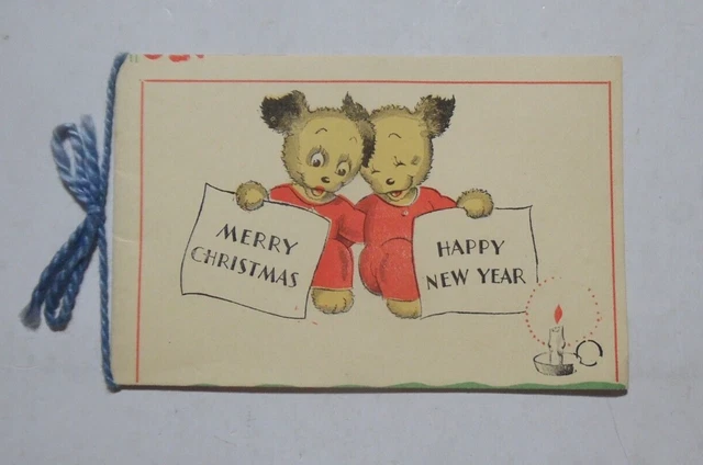 Vintage 2 X Cartoon Pups? Christmas Greetings Card Super 8 Series Vgc 1940S/50S?