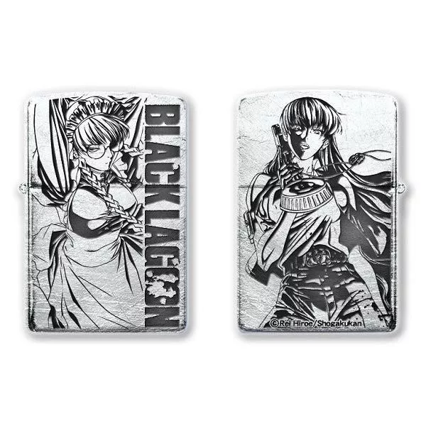 Zippo Oil Lighter Black Lagoon ROBERTA Silver Satin Process Etching Anime NEW