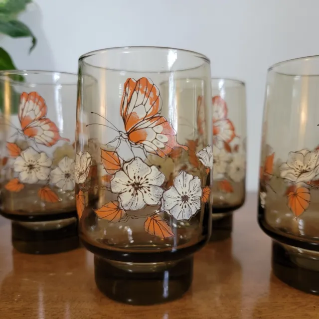 Vintage Monarch Butterfly Juice Glasses By Libbey Set Of 4 - 12 oz 2