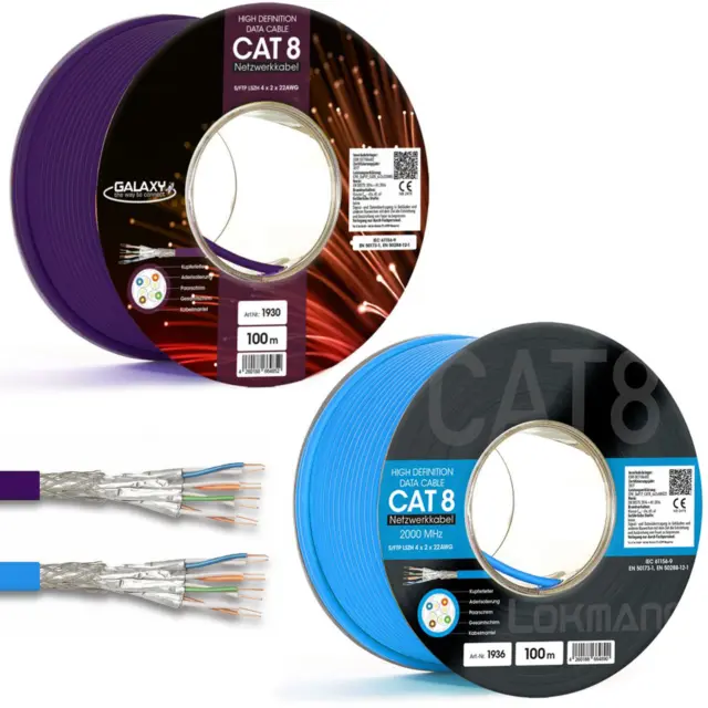 Cat 8 Verlegekabel Netzwerkkabel Cat8 Kabel Ethernet LAN CAT 8.1 AWG22 2000 MHz