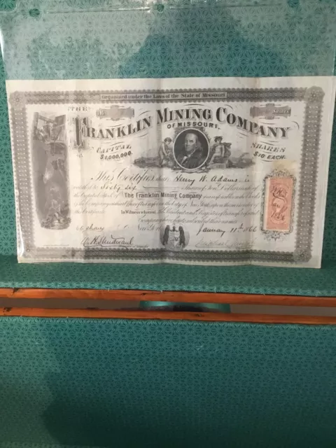 1866 mining stock certificate