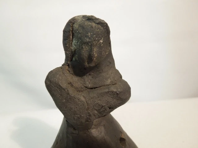 Antique Raku Fired Ceramic Bell Lady Figurine Design Very Old and Rare 2