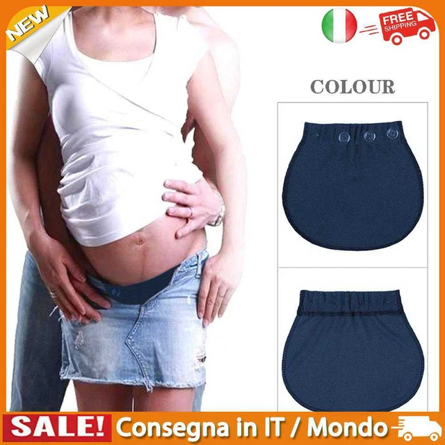 IT Maternity Pregnancy Waistband Belt Adjustable Waist Extender Button (Blue)