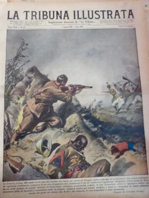 1935 Afrique Eithree Combat Indigene Fusil Lance 2 Journaux Anciens