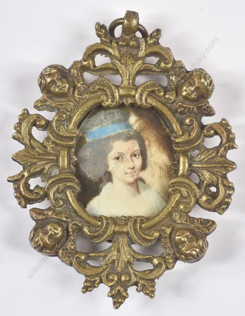 "Portrait of an aristocratic woman", fine French miniature, 1780s