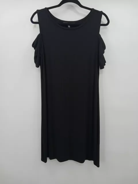 White House Black Market Womens Dress Size L Large Black Shift Cold Shoulder