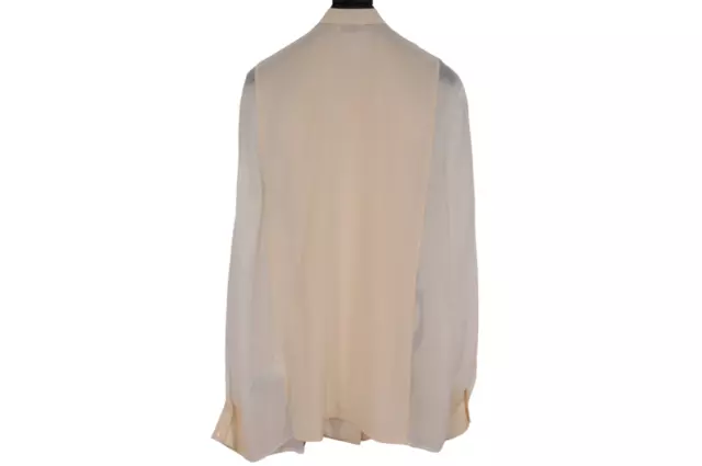 Issa Womens Blouse Size US 10 White Black Silk Collarless Button Down Shirt 2