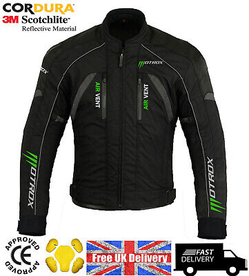 NEW Mens Motorcycle Waterproof Cordura Textile Jacket Motorbike Free CE Armours