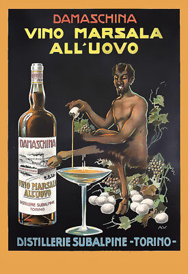 Alcohol Italian 1920s Liquor Devil Vino Marsala Drink Pub Bar Deco  Poster Print