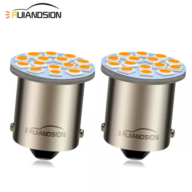 2pcs DC 6V 1156 BA15S 3030 15 LED Indicateur Feu clignotant Ampoule Jaune ambré