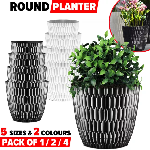 Plant Pots with Saucer Indoor Flower Pot with Drainage Hole Round Outdoor Garden