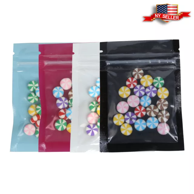 Variety of Clear/Colors 100 PCS Flat Mylar QuickQlick™Bag 6.5x9cm (2.5x3.5")