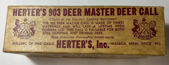 Vintage Herter’s World Famous Game Calls, 903 Master Deer Call, Original Box