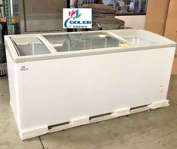 NEW 72" Ice Cream Glass Dipping Freezer Chest Showcase Display Commercial NSF