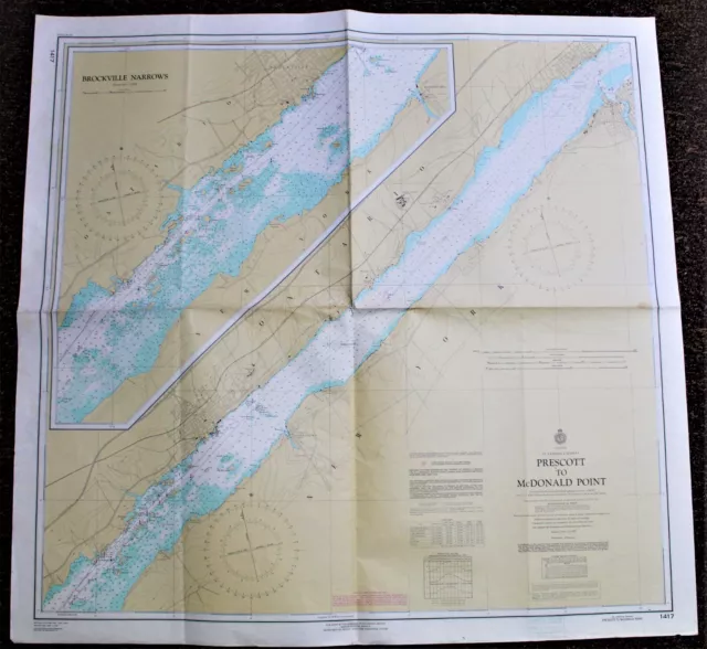 St. Lawrence Seaway Prescott To Mcdonald Pt Canada Navigational Boating Map 1967